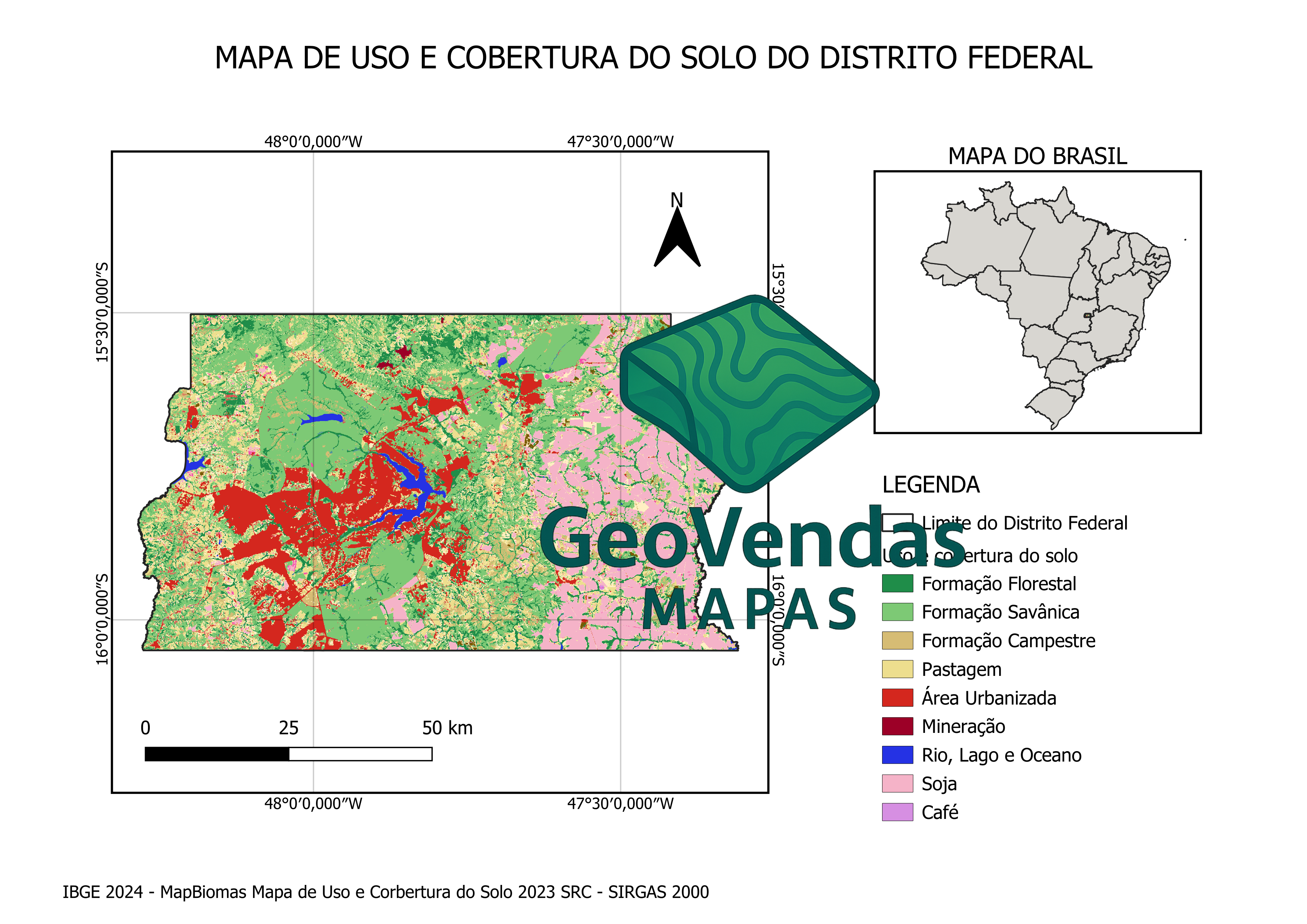 Mapa de Uso e Cobertura do Solo do Distrito Federal